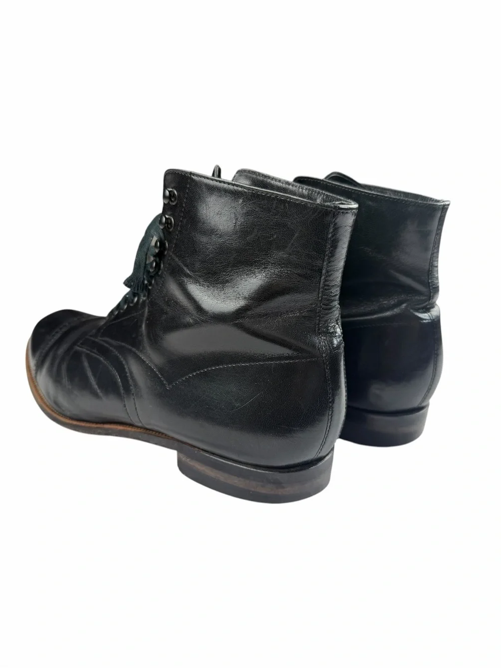 Stacy Adams Men’s Cap Toe Leather Lace Up Boots In Black Size 9.5 2E Wide Width